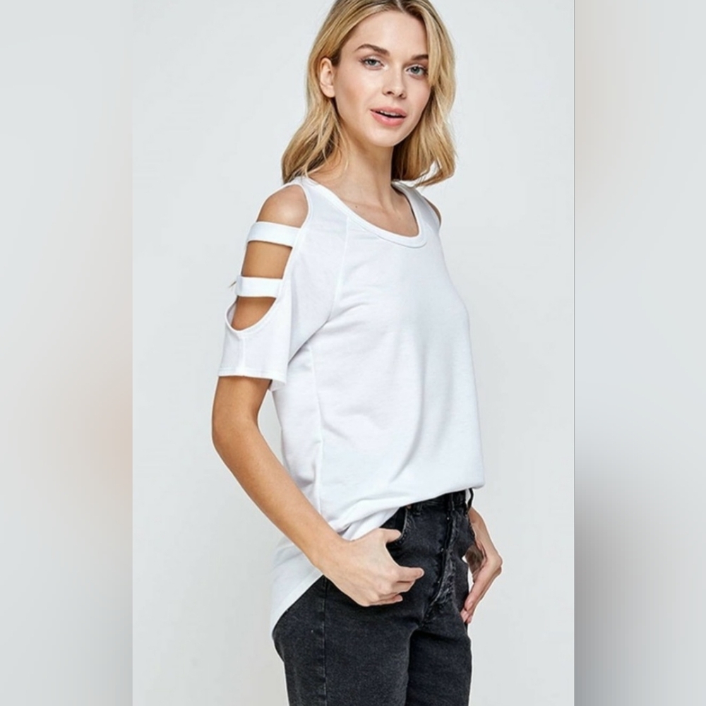 Women's White Cold Shoulder Top
